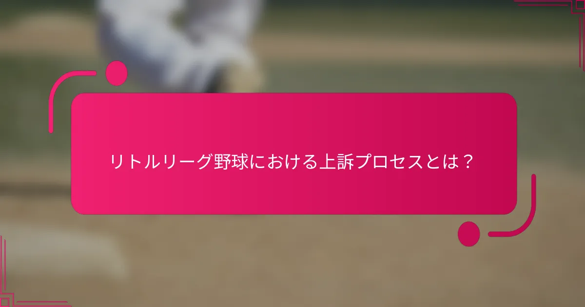リトルリーグ野球における上訴プロセスとは?