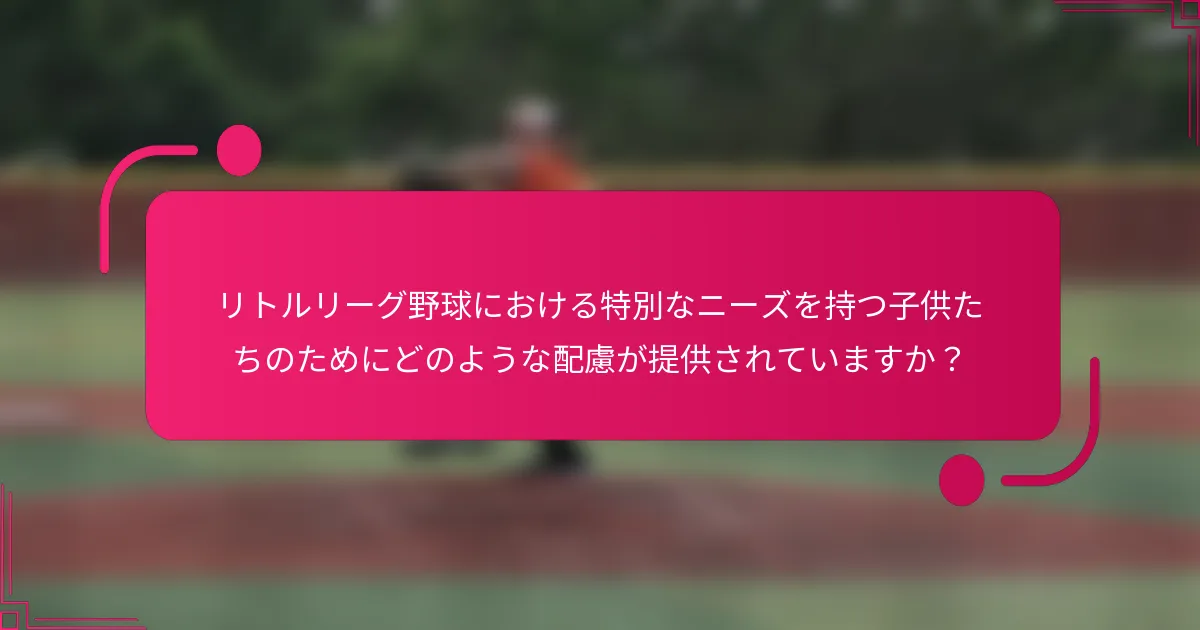 リトルリーグ野球における特別なニーズを持つ子供たちのためにどのような配慮が提供されていますか？